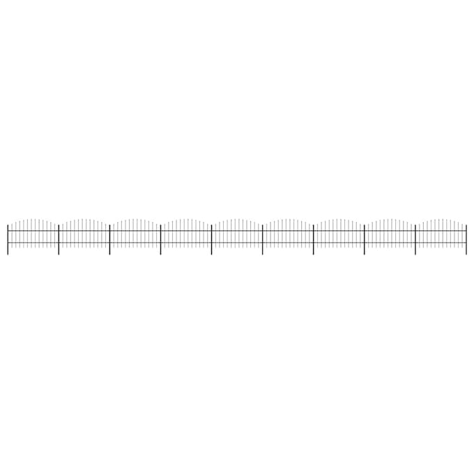 vidaXL - Tuinhek - met - speerpunt - staal - 1506x100 - cm - zwart