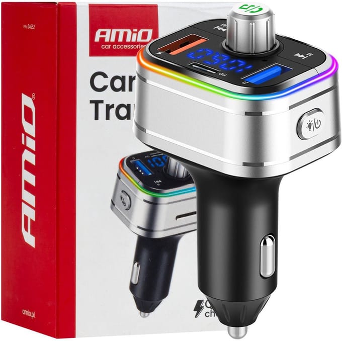 Car FM Transmitter 1×USB-C microSD 12V 24V – Bluetooth, Hands-Free Bellen en Multifunctioneel