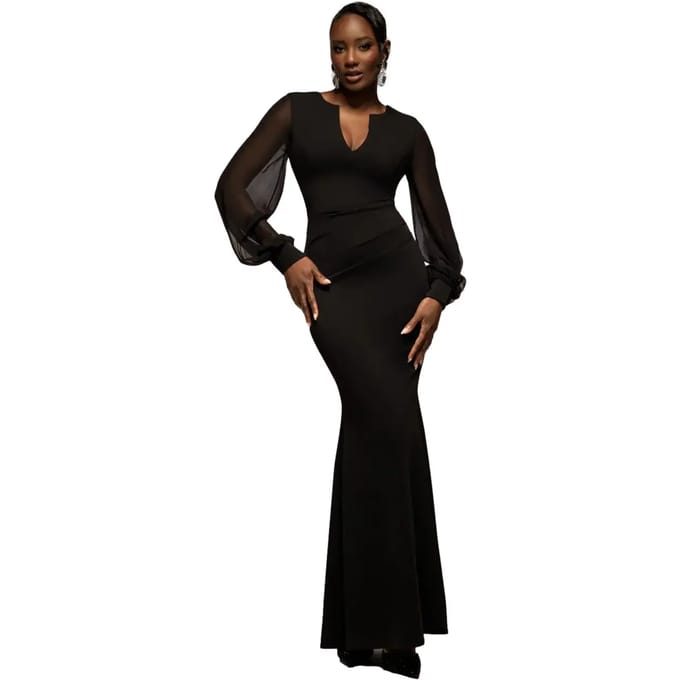 Ballonmouwen Chiffon Jurk Dames Goddiva Scuba