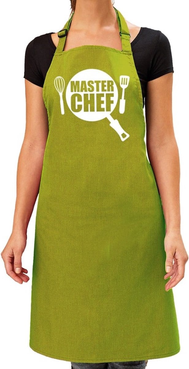 Master chef barbeque schort / keukenschort lime groen voor dames - bbq schorten