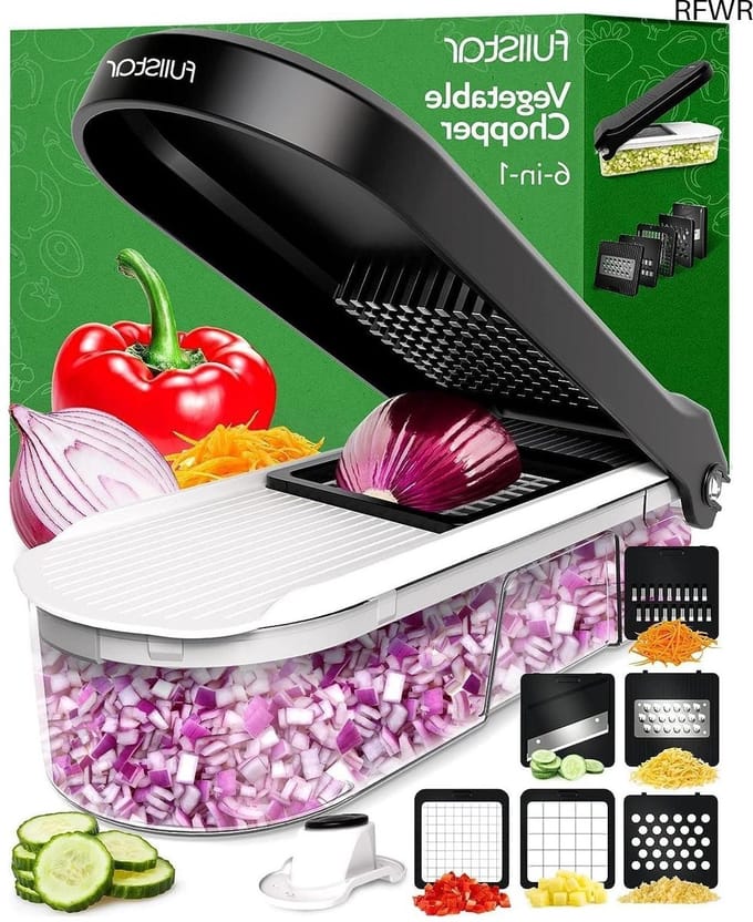 Groentehakselaar - Keukengereedschap - Maaltijden Bereiden - 6-in-1 Compact - 1.2 Liter Container - Wit Groen