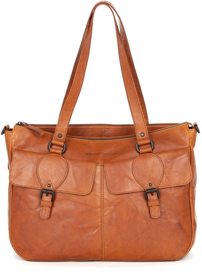 Leren Laptop Schoudertas - 15.6 inch - Fee - Brandy Cognac