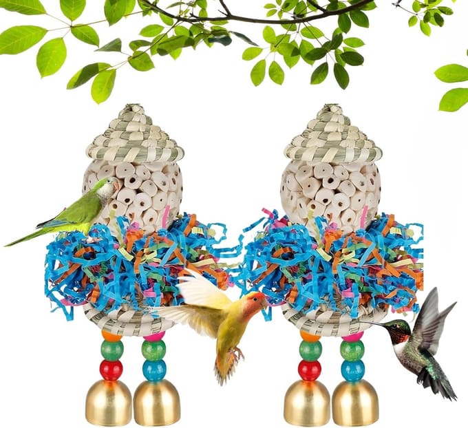 Vogel Voederbal - Kauwspeelgoed Vogel - Snavel Vijlen - Interactief Ontwerp - 2 stuks - Multicolor