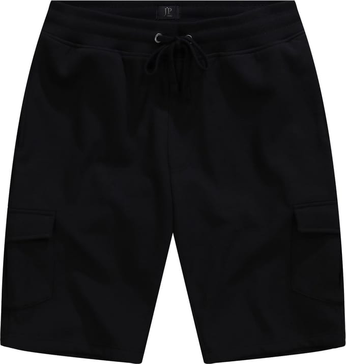 JP 1880 - Heren - Sweat-cargobermuda elastische tailleband cargozakken - Zwart - Maat L