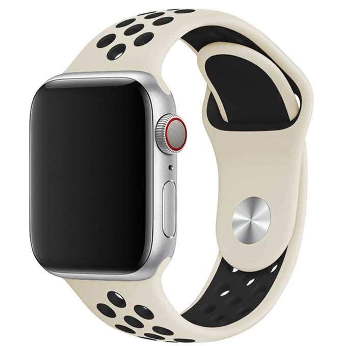 2+2 | Apple Watch Bandje Stryde - Dubbel - Siliconen - Antiekwit Zwart