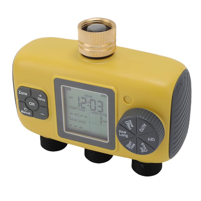 Slimme Sproeier Timer 3 Uitgangen Irrigatie Waterklep Controller voor Tuin Gazon Kas beige