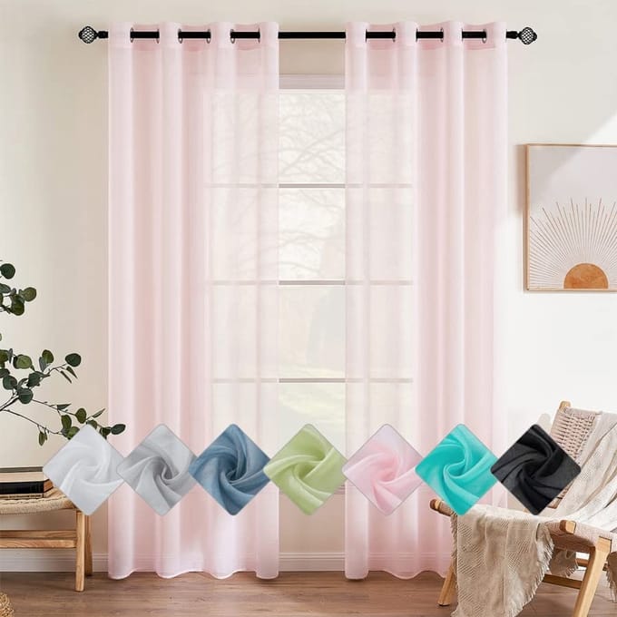 Dailygoods- Raamgordijnen Transparant - 2 Panelen - 140 x 245 cm - Vitrage met Ringen - Lichtdoorlatend - 100% Polyester