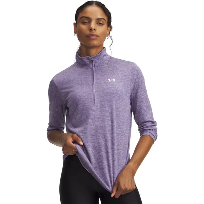 Under Armour Tech 1/2 Zip- Twist-PPL Dames Sporttrui - Paars Luxe - Wit