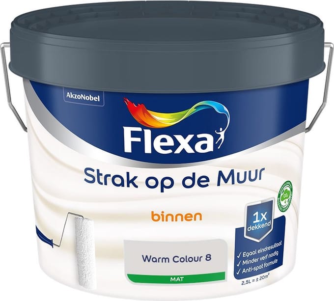 Flexa - Strak Op De Muur Binnen Mat - Warm Colour 8 - Mengverf - 2,5 L