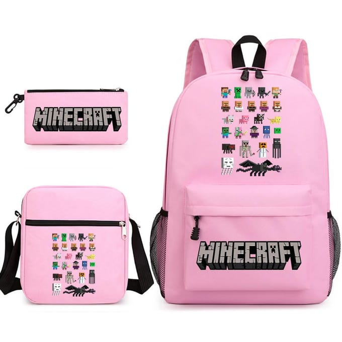 Minecraft Schooltas Game Merchandise Student Grote Capaciteit Print Drie Delige Schooltas Mannen En Vrouwen Three-piece set