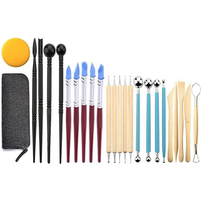 25 stks Polymeer Klei Gereedschappen Boetseerklei Beeldhouwen Gereedschap Kit Keramisch Aardewerk Carving Gereedschap Inclusief 25pcs Set black