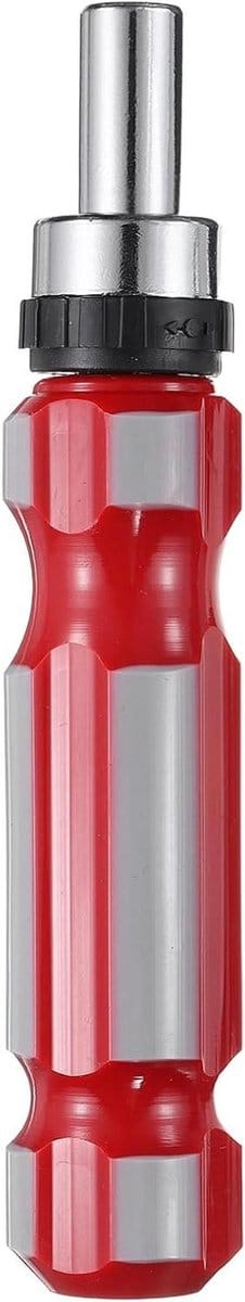 Ratel Schroevendraaier - Bithouder Handgreep - Reparaties Uitvoeren - Verwisselbare Bits - 105 mm Lengte - Rood Grijs