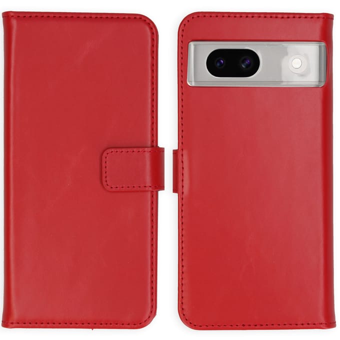 Selencia Hoesje - Geschikt voor Google Pixel 8a - Echt Lederen Bookcase - Rood