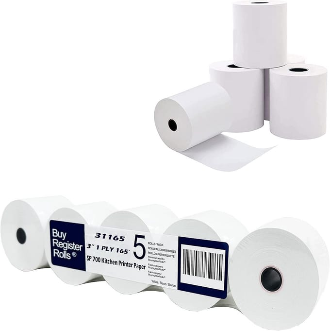 Kassabon Papier Rolletjes 3 Inch (76mm) voor POS Printers - 5 Stuks