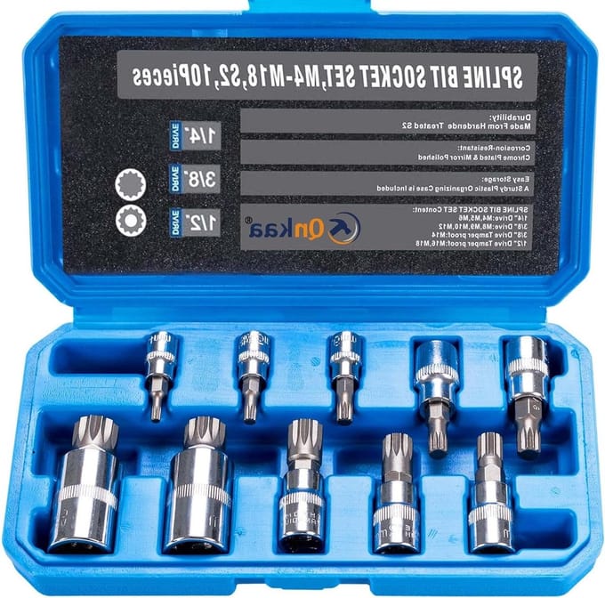 Spline Socket Bit Set - XZN Bits - Vierkante Bouten Behandelen - S2 Staal & CrV - M4 - M18 - Zilver