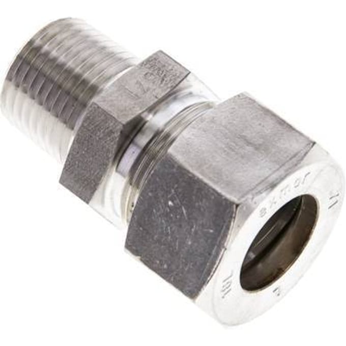 1/2'' NPT Buitendraad x 18L RVS Rechte Knelfitting 315 Bar DIN 2353 - FL2S-MO-ST-012N-18-L