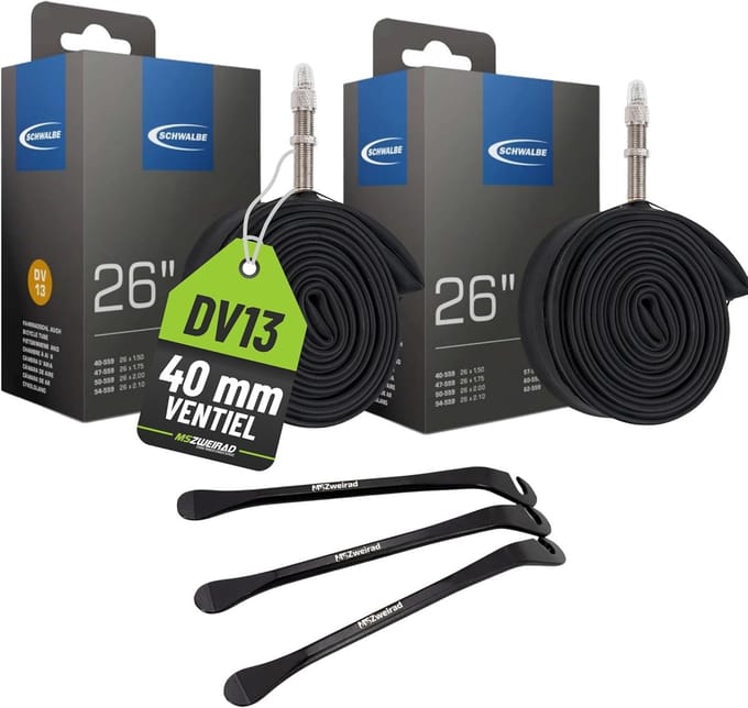 2-delige set fietsbinnenbanden 26 inch inclusief bandenlichters