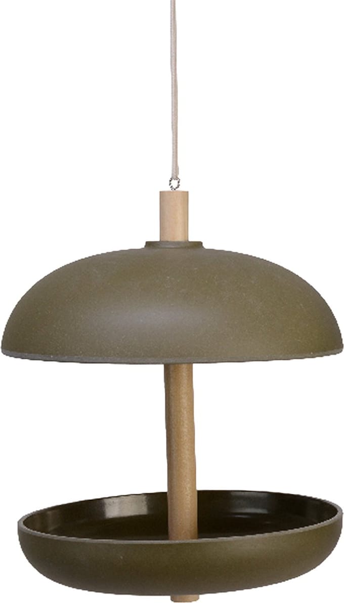 Decoris Vogel voedersilo hangend - bamboe hout - donkergroen - 21 x 25 cm