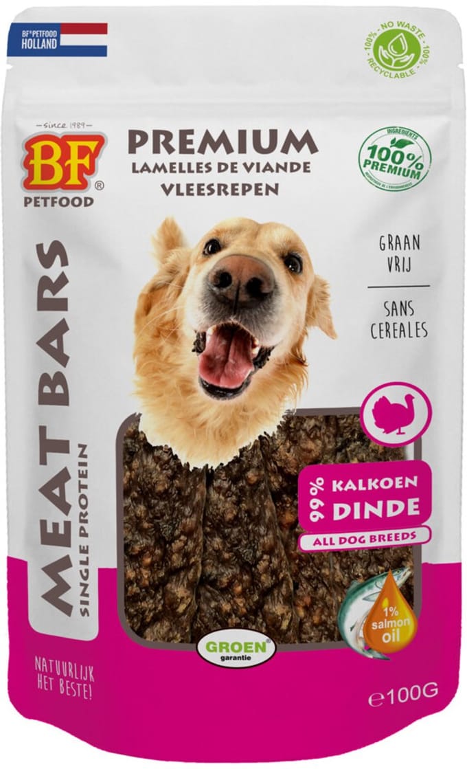 12x BF Petfood Meat Bars Kalkoen 100 gr