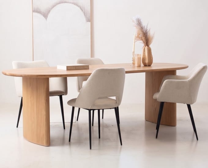 Eettafel Lazlo ovaal eiken 240x110x77 cm - Naturel
