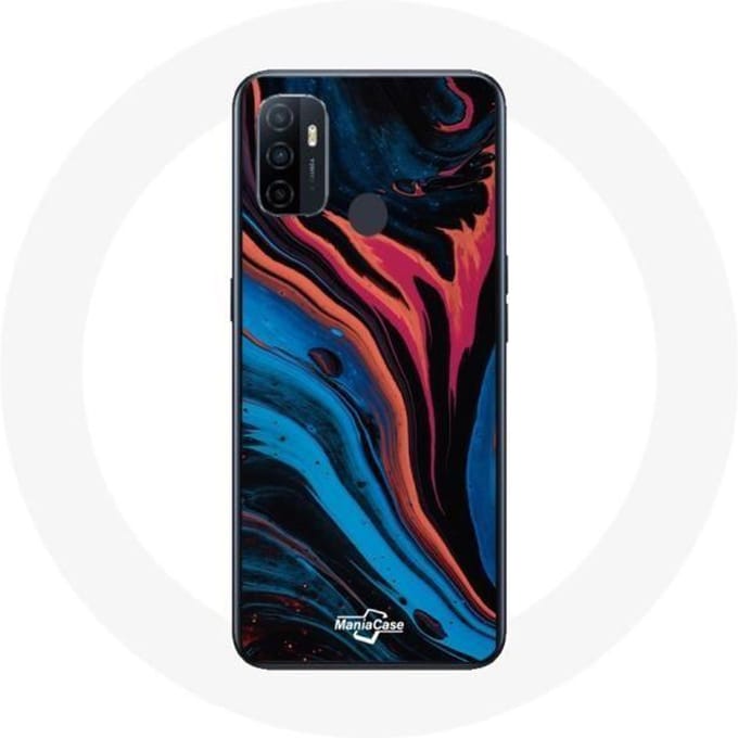 Oppo A53 hoesje Blauw Zwart Rood Abstracte textuur