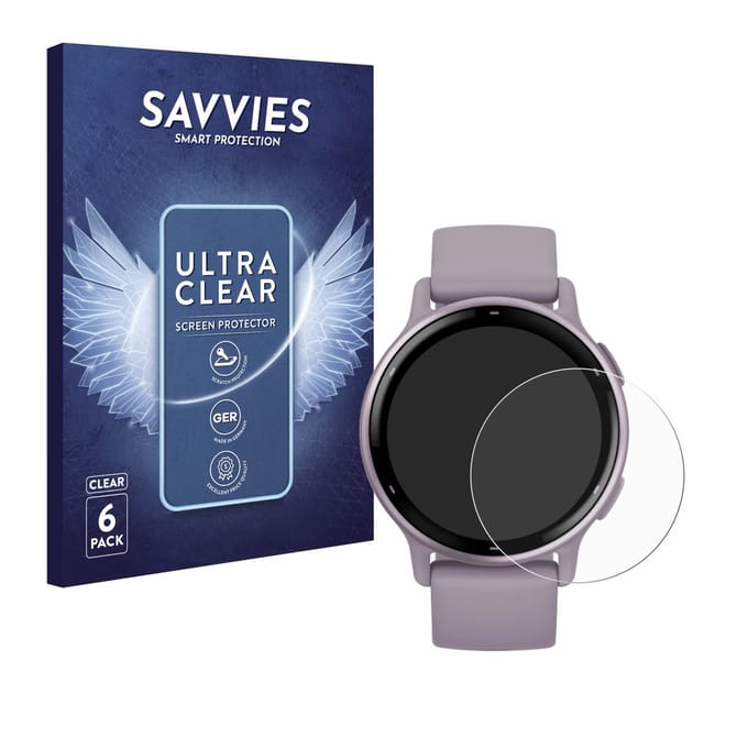 Savvies - Screenprotector voor Garmin vivoactive 5 - Folie Beschermfolie transparant 6 Stuks