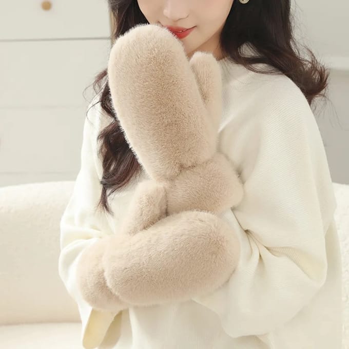 Without Lemon - Dames Winter Wanten - Handschoen - Dik - Pluche - Zacht & Warm - Creme