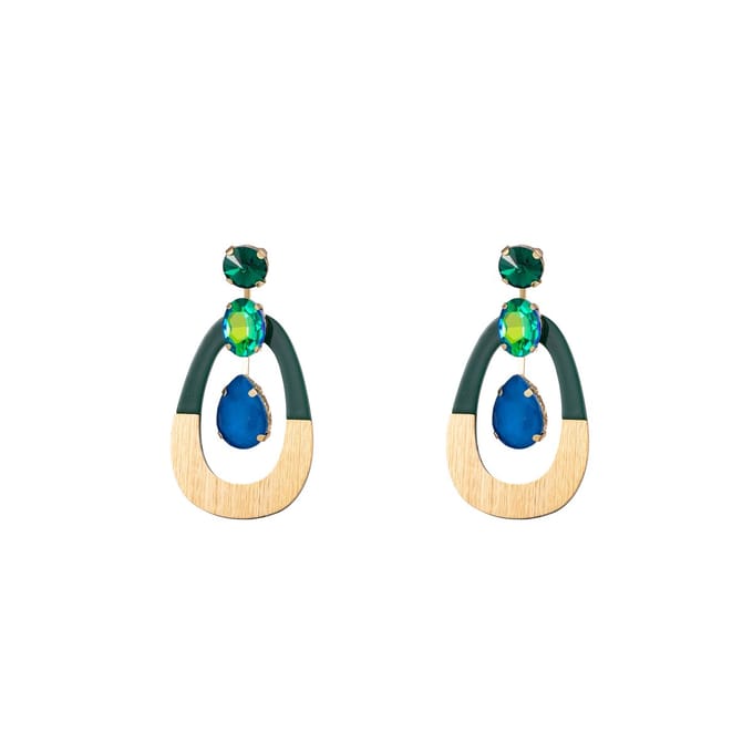 Go Dutch Label Oorknoppen gold dip ovaal Groen