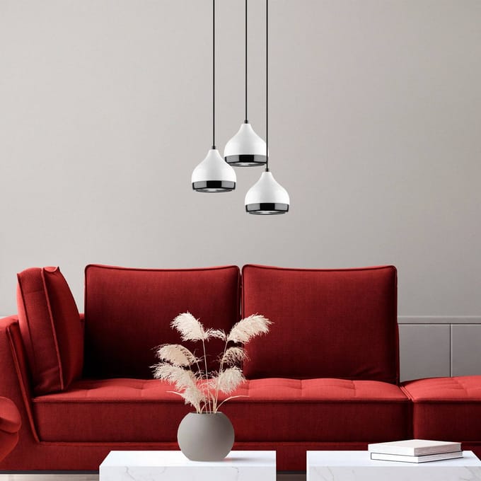 Opviq Hanglamp Yildo 6873, wit/zwart, metaal 3-lamps rond