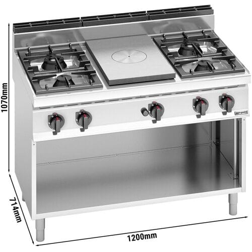 GGM Gastro Glühplatte & Gasherd - 28 kW - 4 Brenner Zilver