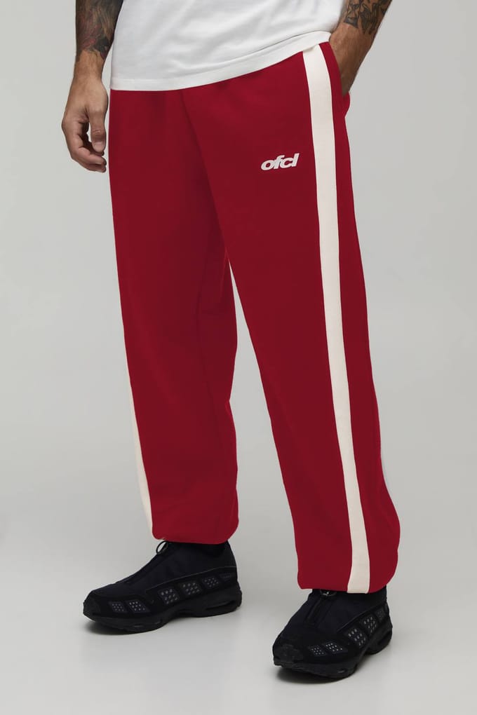 Baggy Fit Joggingbroek Met Panelen En Bungee Zoom | Red | Size Medium
