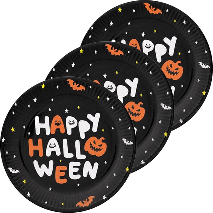 Folat Halloween thema feest bord - 18x - pompoen print - papier - D23 cm