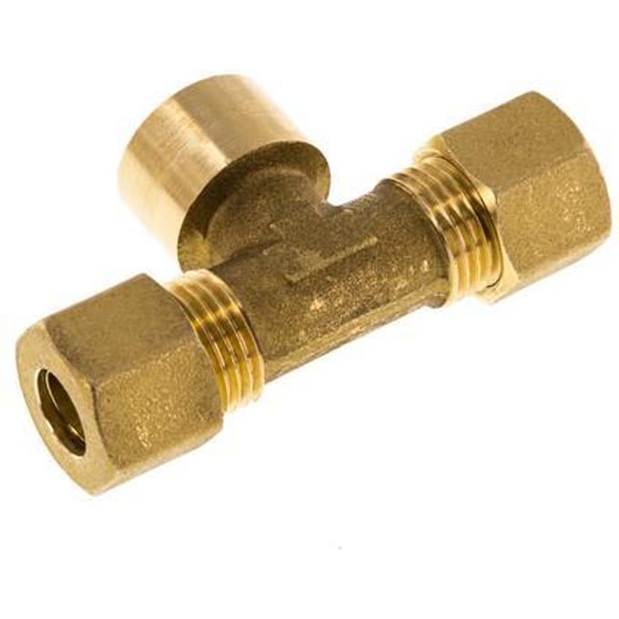 G 3/8'' x 10mm Messing T-stuk Knelfitting 95 Bar DIN EN 1254-2