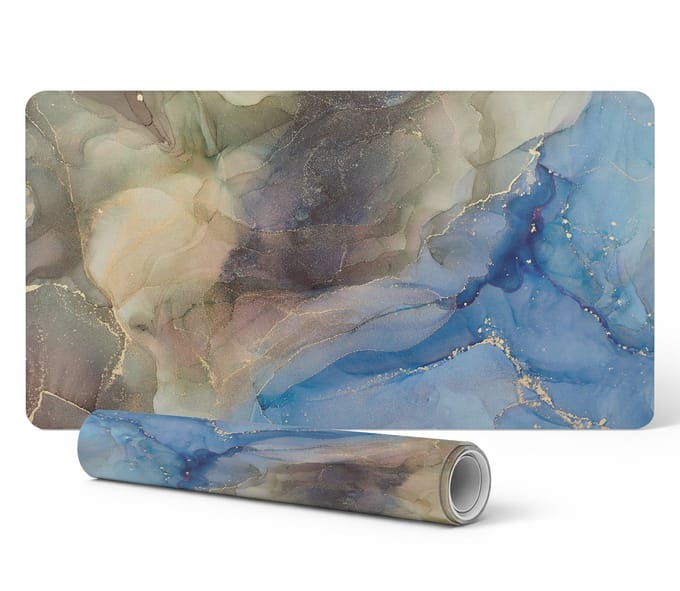 Duurzame antislip bureauonderlegger met abstract golvenpatroon, 90x45 cm