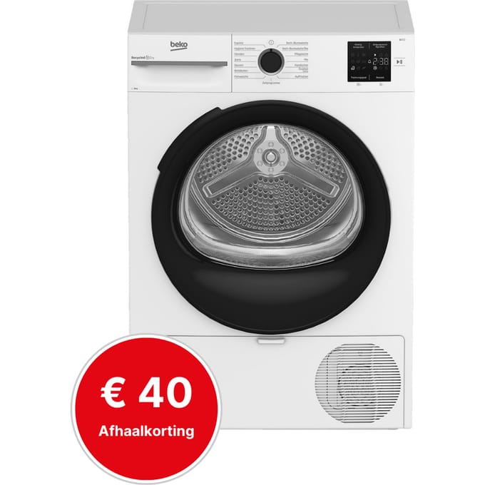 Beko BMS3T382CW | Warmtepompdroger | 8 kg | C | Taaldisplay Duits