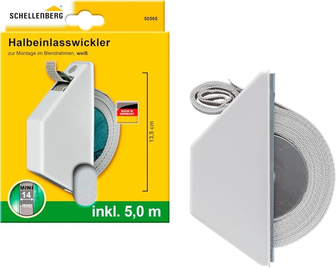 Halve Riemwikkelaar voor Mini Rolluiken Wit - Universele Montage