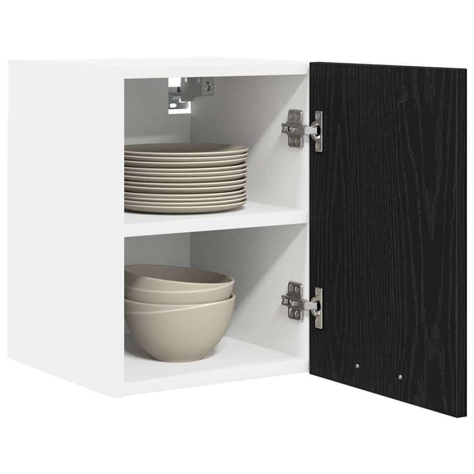 vidaXL - Hangkast - 2 - st - Zwart - Eiken - en - Wit - Bewerkt - hout