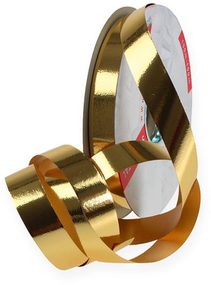Krullint glanzend 19mm 100m goud