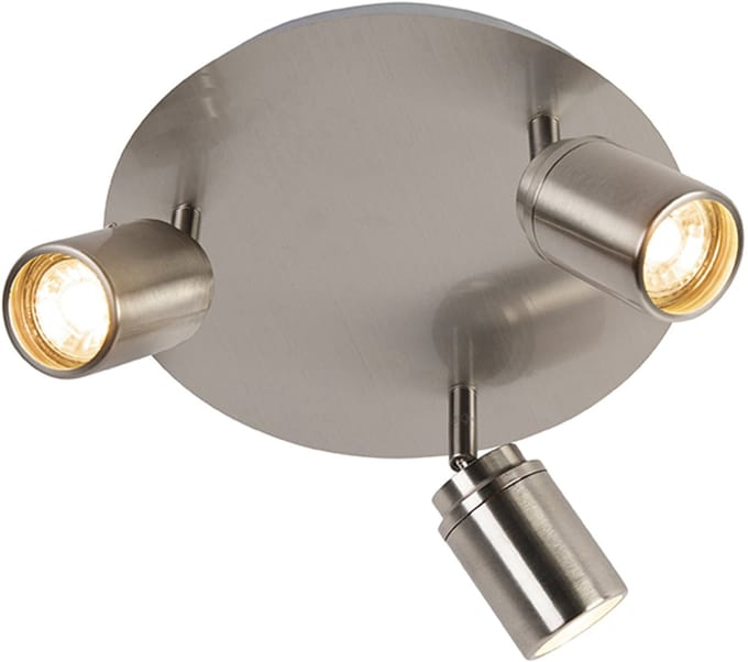 QAZQA ducha - Moderne Plafondlamp voor badkamer - 3 lichts - Ø 250 mm - Staal -
