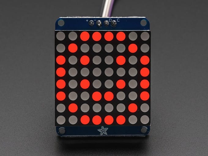 Small 1.2 inch 8x8 LED Matrix w/I2C Backpack - Rood Adafruit 1049