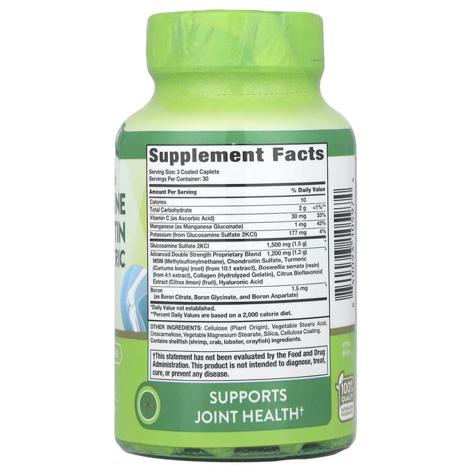 Nature's Truth, Dubbele Sterkte Glucosamine Chondroïtine MSM en Kurkuma Complex, 90 Gecoate Tabletten
