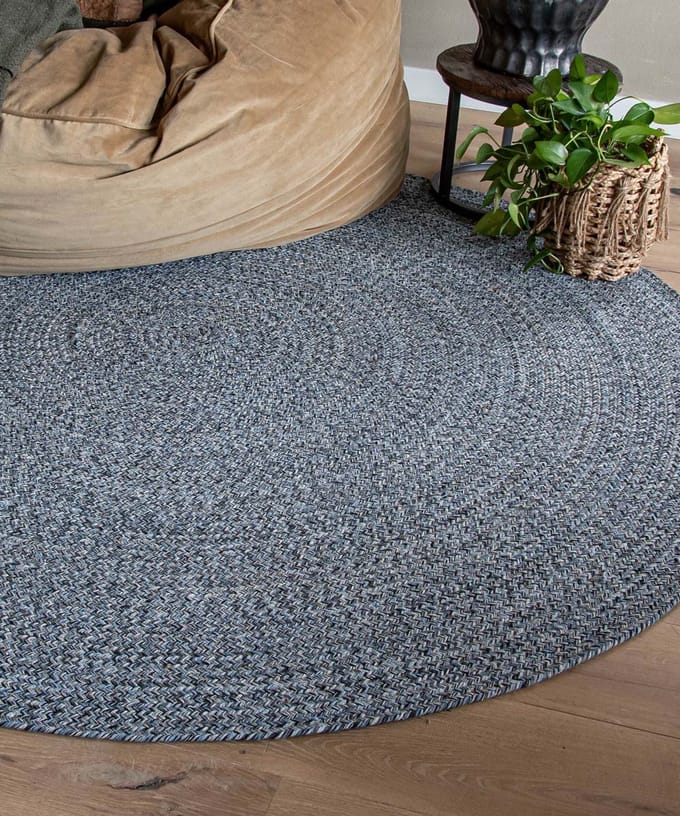 Rond vloerkleed katoen - Joy blauw 250