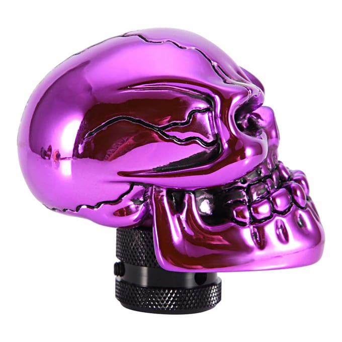 Skelet Schedel Hoofd Auto Gemodificeerde Versnellingspook Knop Stick Hendel Shifter Universeel Paars zwart