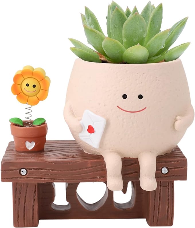 Omgoods - Smiley Bloempot voor Binnen - Grappige Plantenpot met Drainagegat