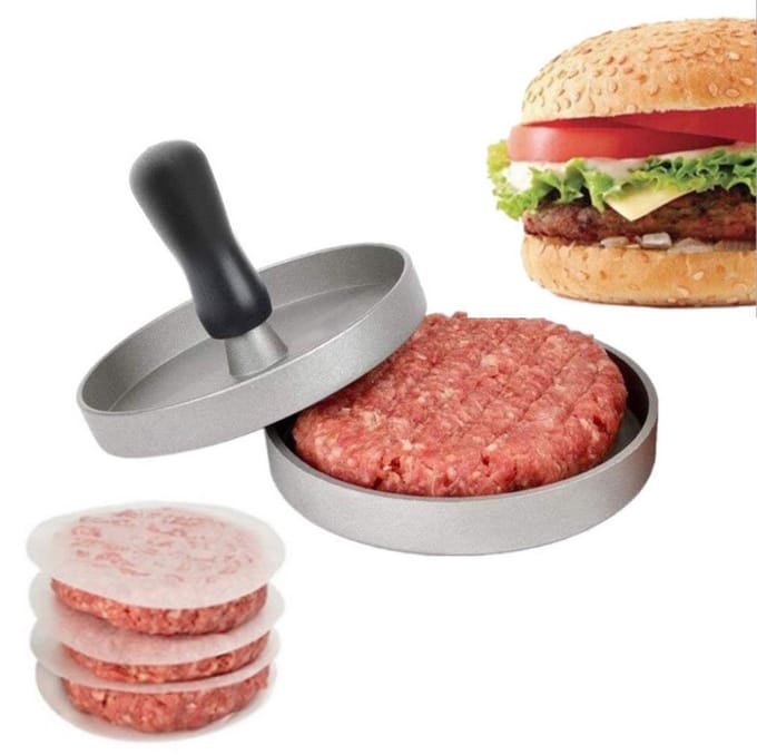 Hamburgerpers - Burger press - Hamburgermaker - Kookgerei - BBQ accessoire - Inclusief waxpapier - RVS - Jonyx