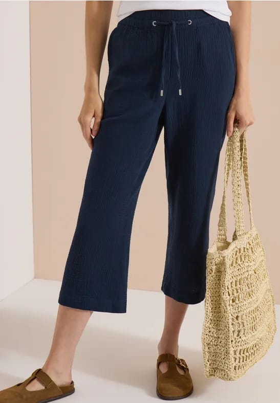 3/4-broek met Wide Leg pijpen van mousseline