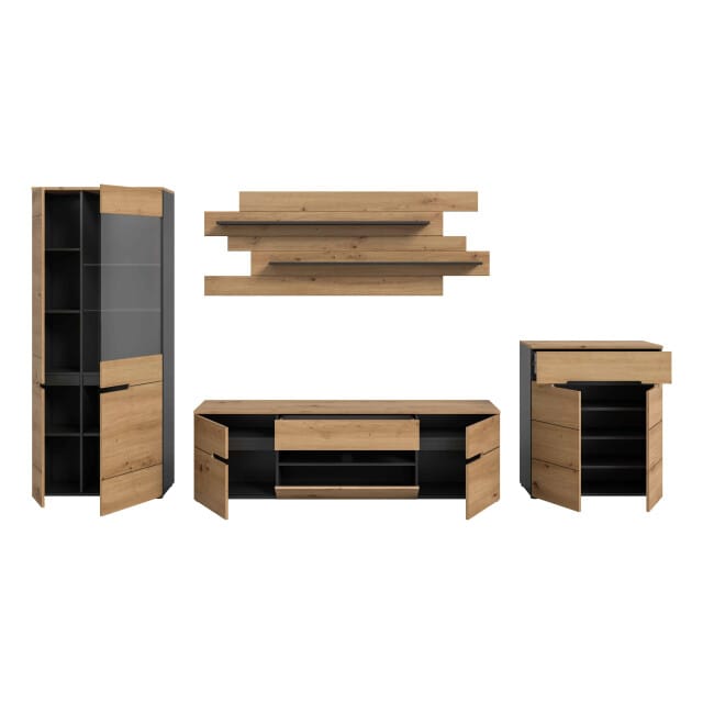 Canu woonkamercombinatie Artisan NB Basaltgrijs NB - 44x375x190cm