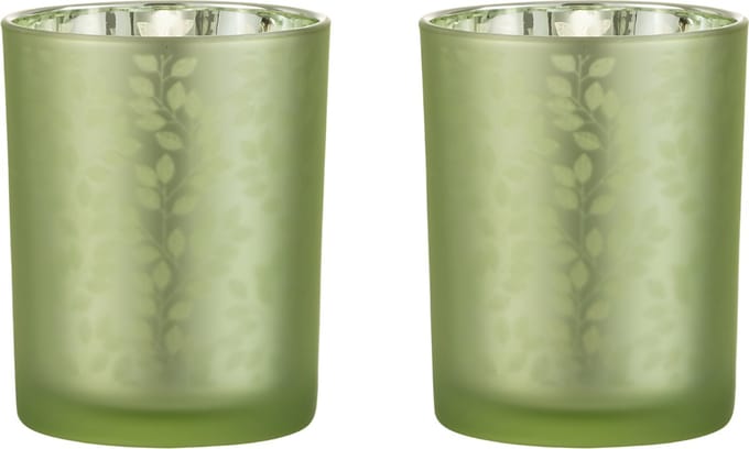 Waxinelichthouder Glas Groen 2 st. - 12.5 cm