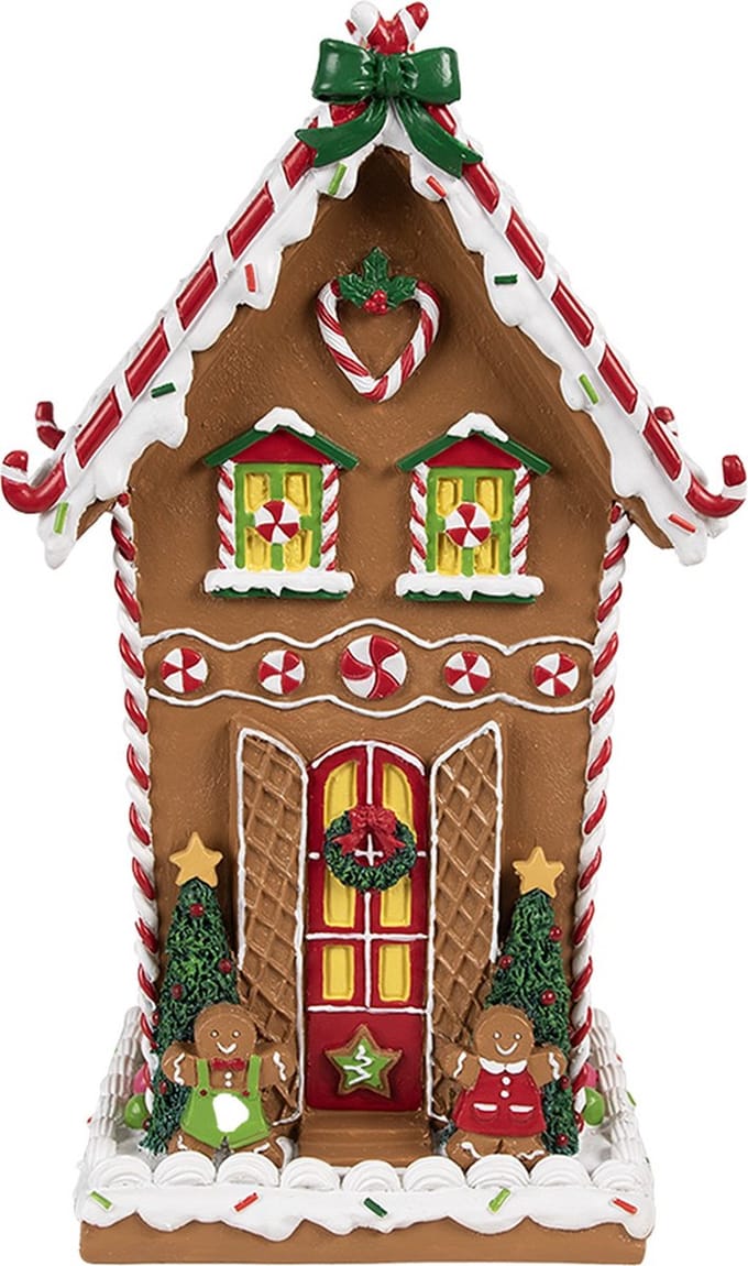Clayre & Eef Gingerbread house 18x14x31 cm Bruin Kunststof