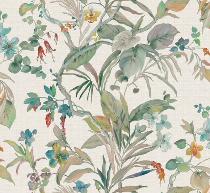Zambaiti Vinylbehang Z30326 - Trussardi 8 - Botanisch Wit - 70cm x 10.0m